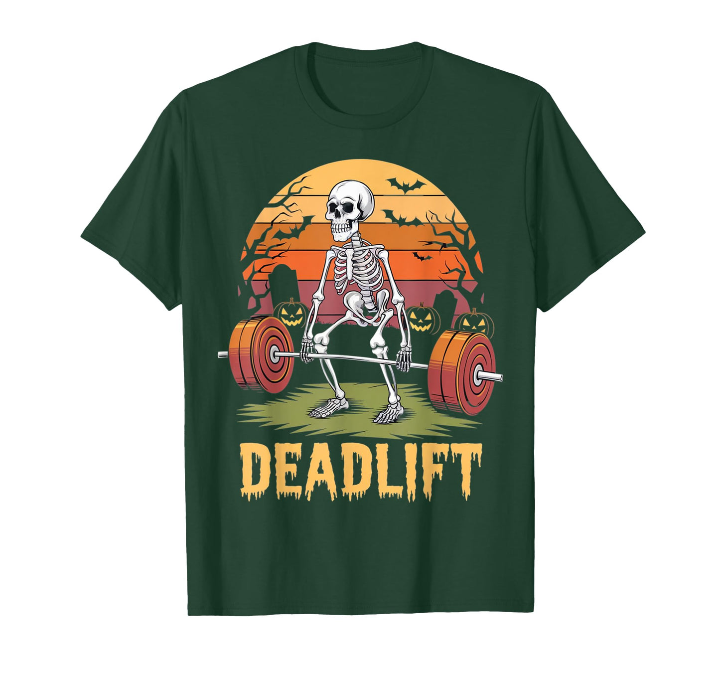 Halloween Deadlift Skeleton Gym Workout Weight Lifting T-Shirt