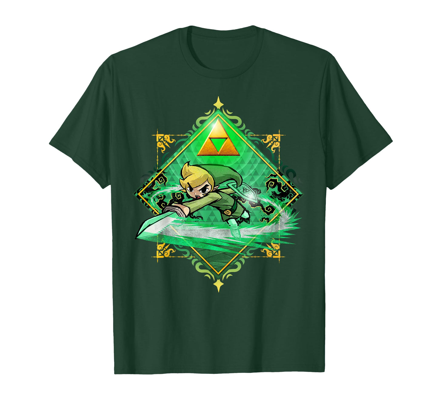 The Legend of Zelda: The Wind Waker Link Gold Sword Badge T-Shirt