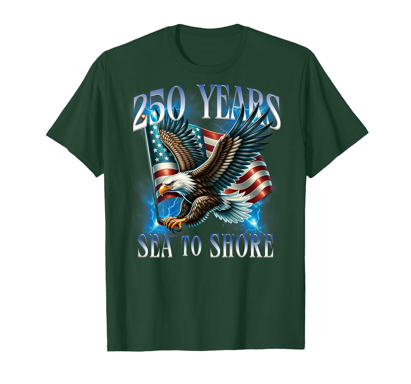 On Back. 250 Years Sea to Shore 250th Military Anniversary T-Shirt