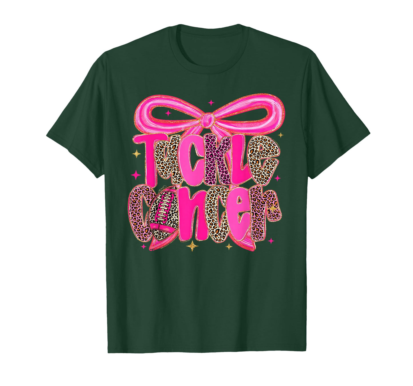 Tackle Cancer Pink Football Coquette Bow Breast Cancer T-Shirt