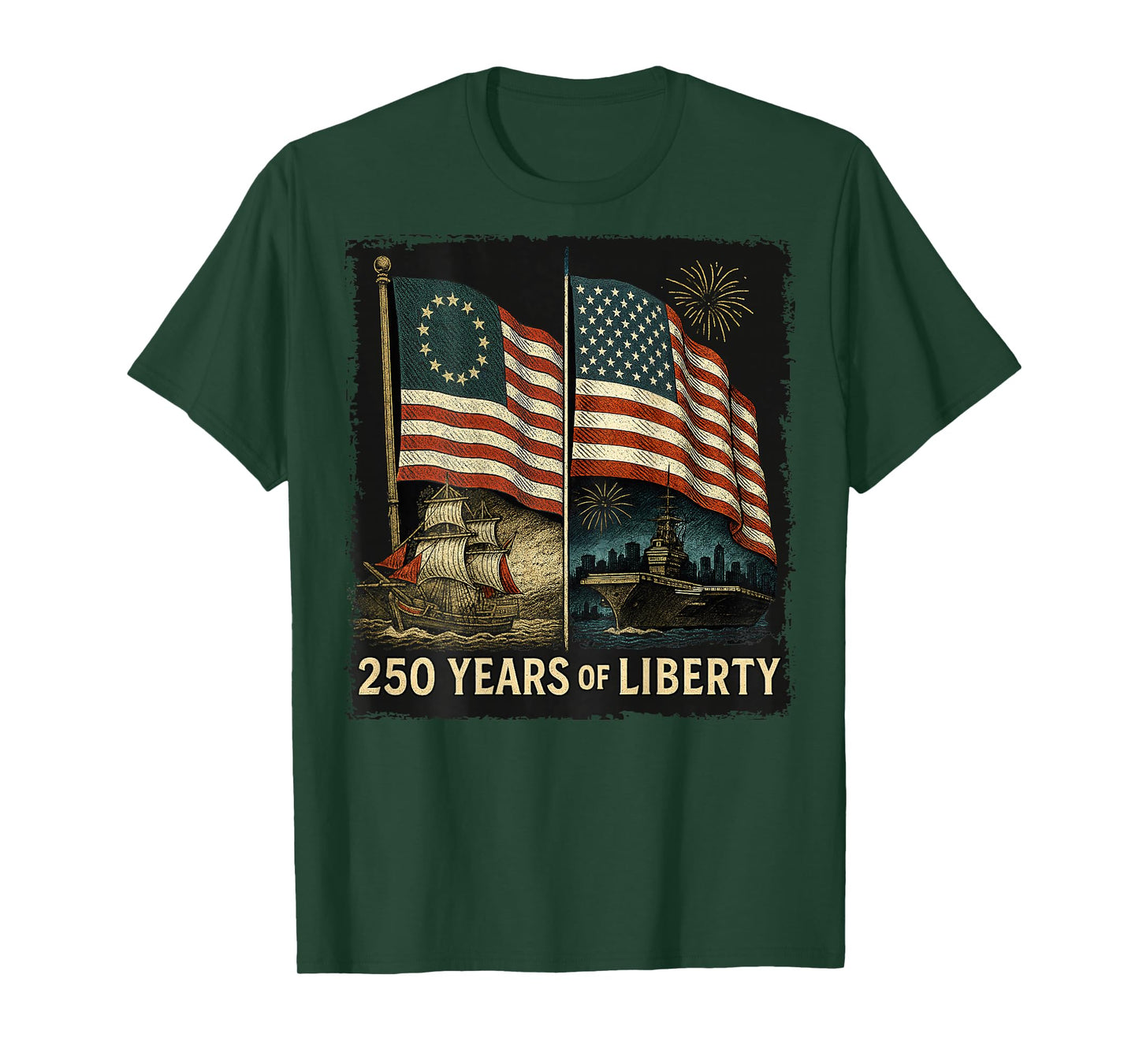 On Back Betsy Ross Flag 250 Years of Liberty 250th Birthday T-Shirt