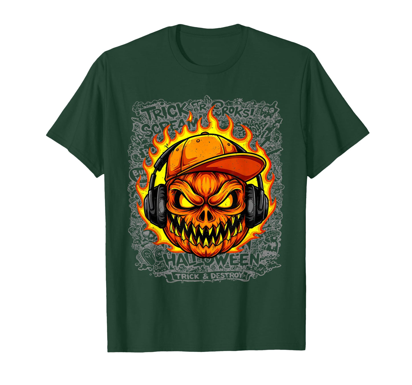 Spooky Season Pumpkin Halloween Graffiti for Boys and Kids T-Shirt