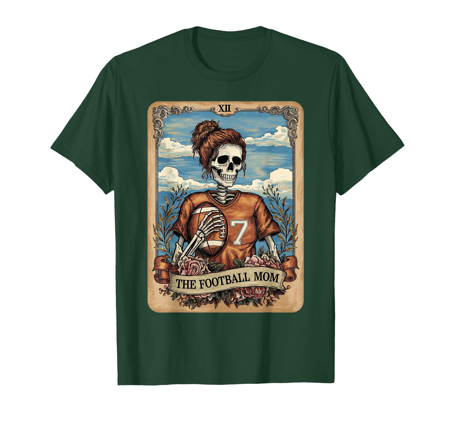 Football Mom Tarot Card Skeleton Football Mama Mother's Day T-Shirt