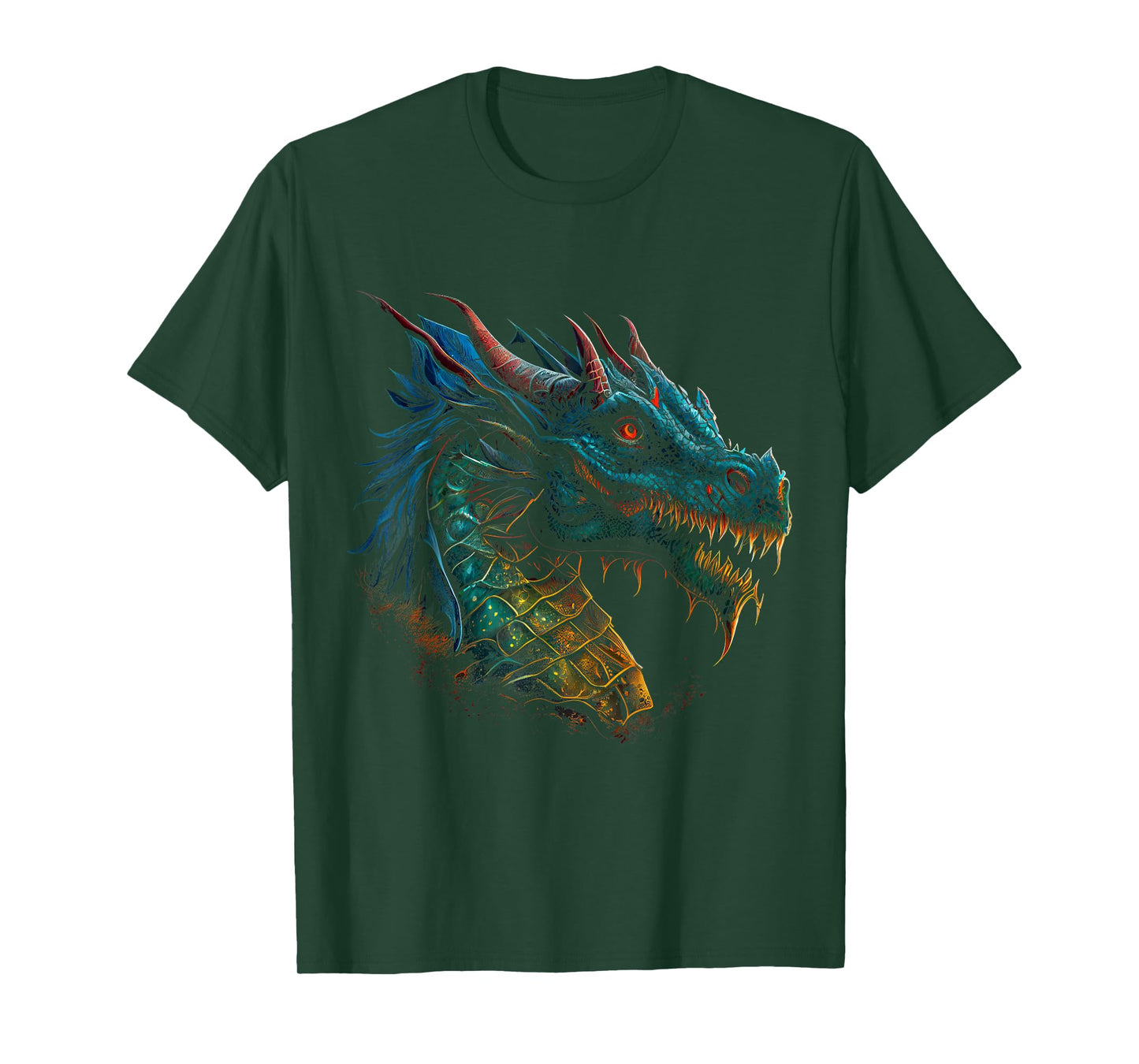Beautiful Blue & Red Dragon Lover Fantasy Art Sharp Teeth T-Shirt