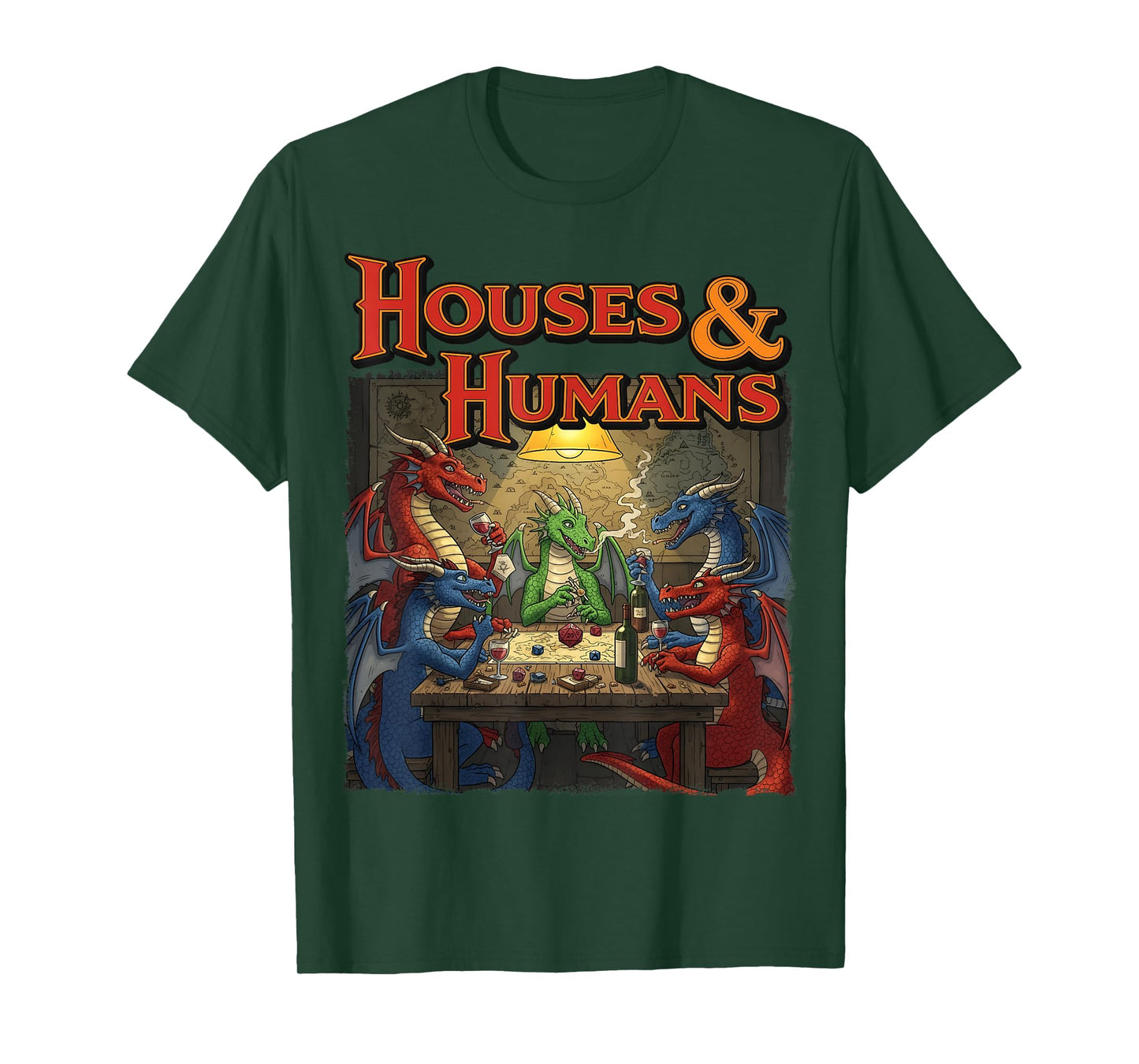 Gaming Houses Humans Funny Rpg Parody Gamer Men Boys Kids T-Shirt