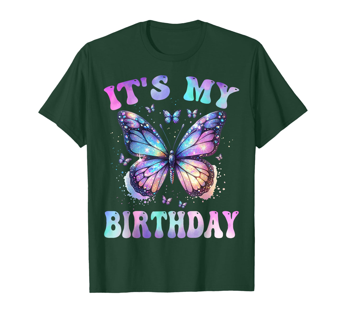 It's My Birthday Tie Dye Birthday Girl Butterfly Family T-Shirt