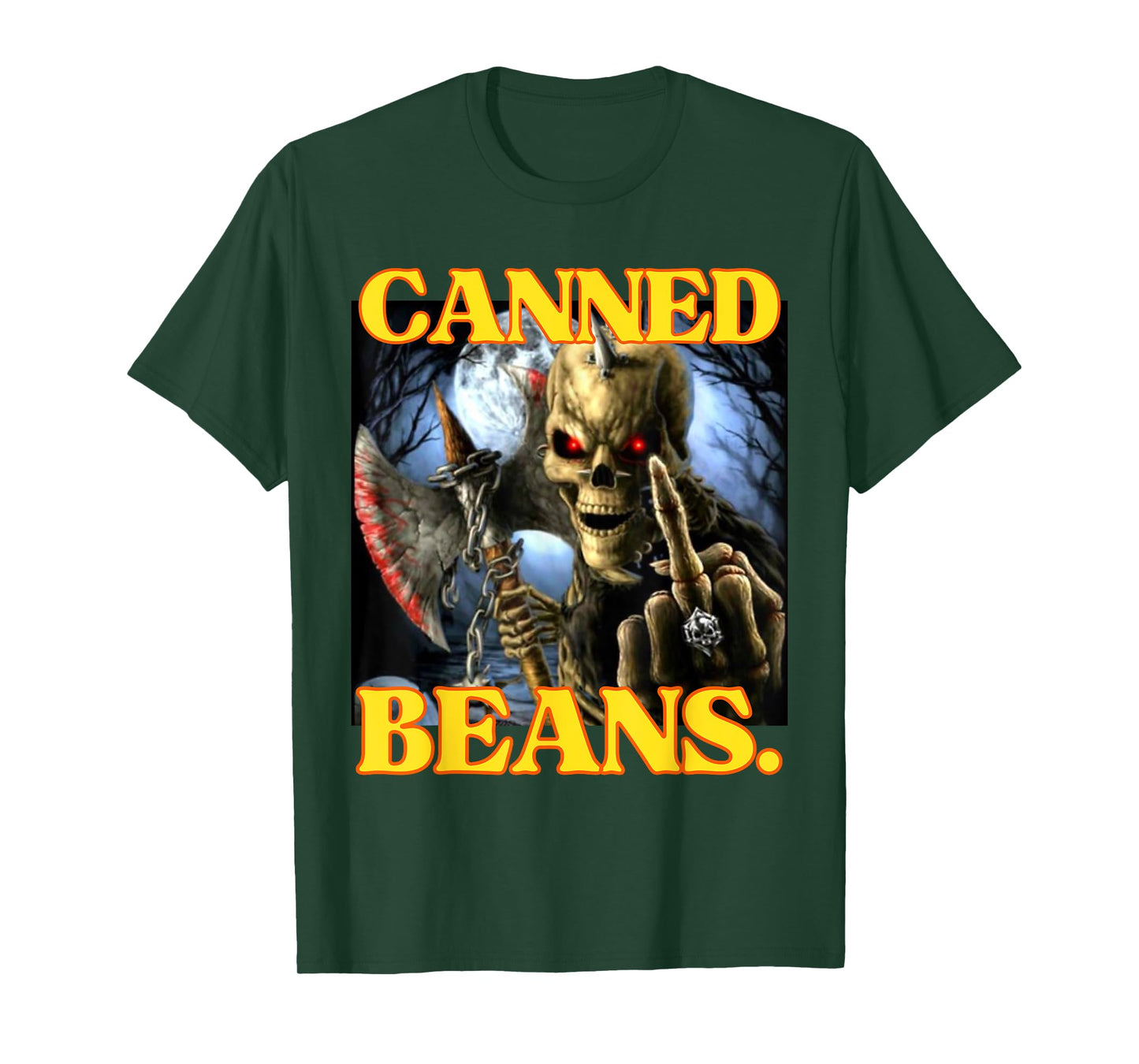Canned Beans Enjoyer Funny Cringe Hard Skeleton Meme T-Shirt