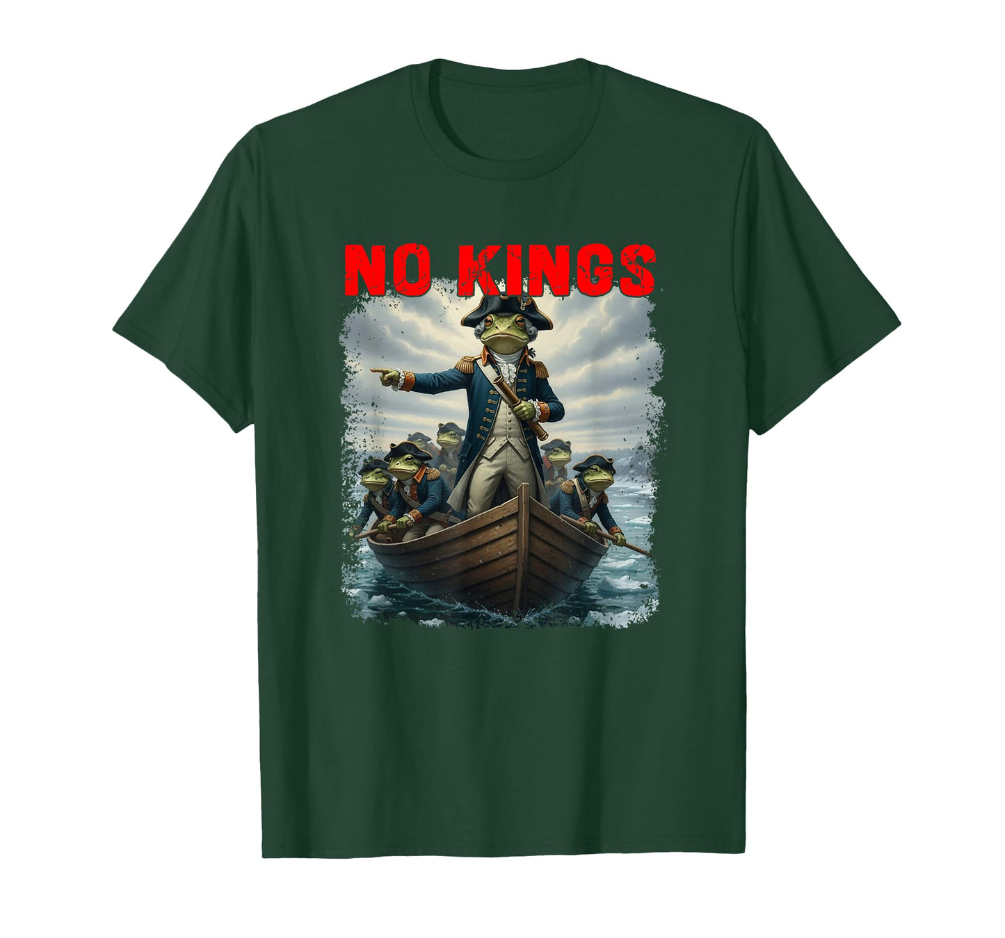 No Kings Frog Revolution Boat Liberty Message T-Shirt