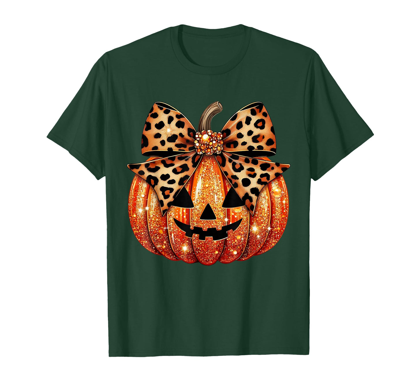 Leopard Coquette Bow Pumpkin Sparkly Pumpkin T-Shirt