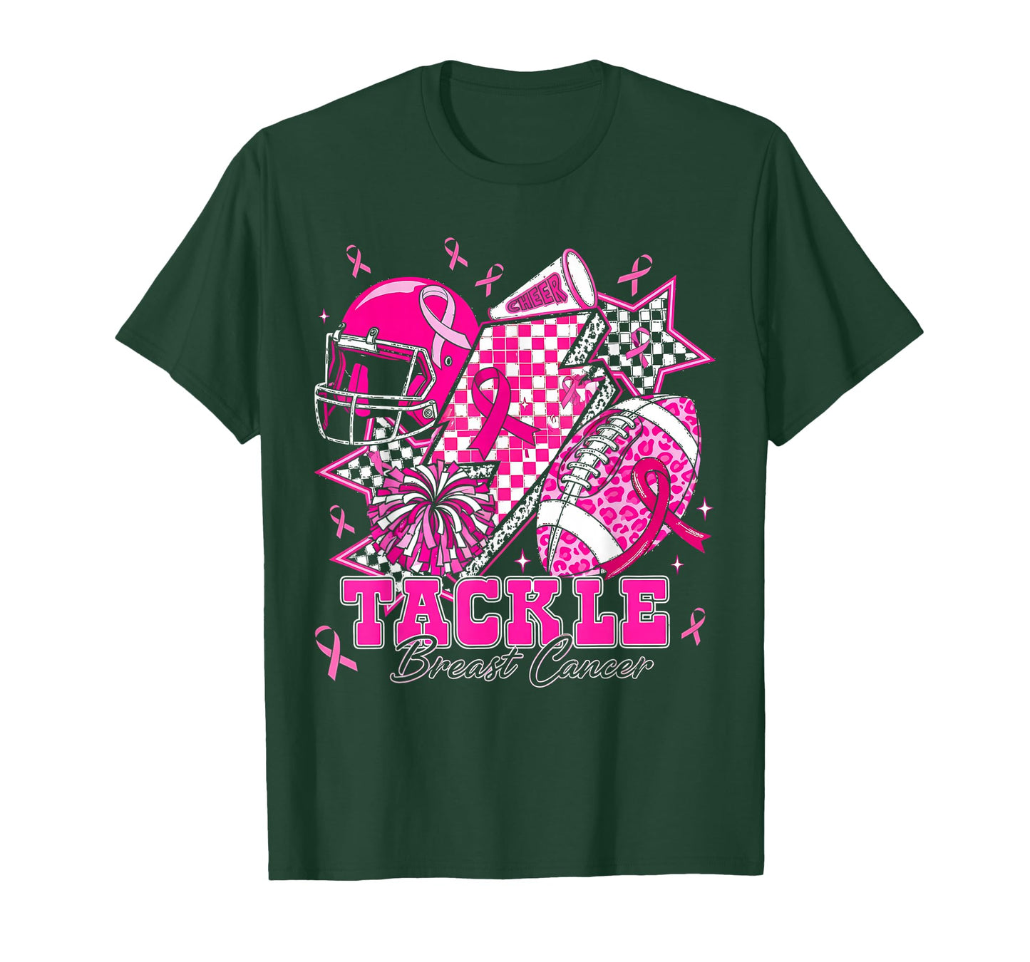 Tackle Breast Cancer Football Pink Ribbon Awareness T-Shirt