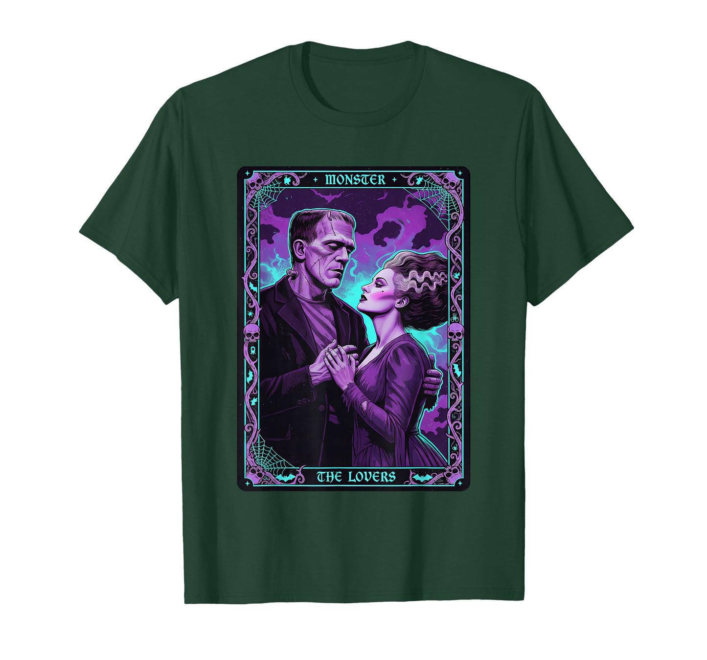 Monster Frankenstein Bride The Lovers Tarot Card Halloween T-Shirt