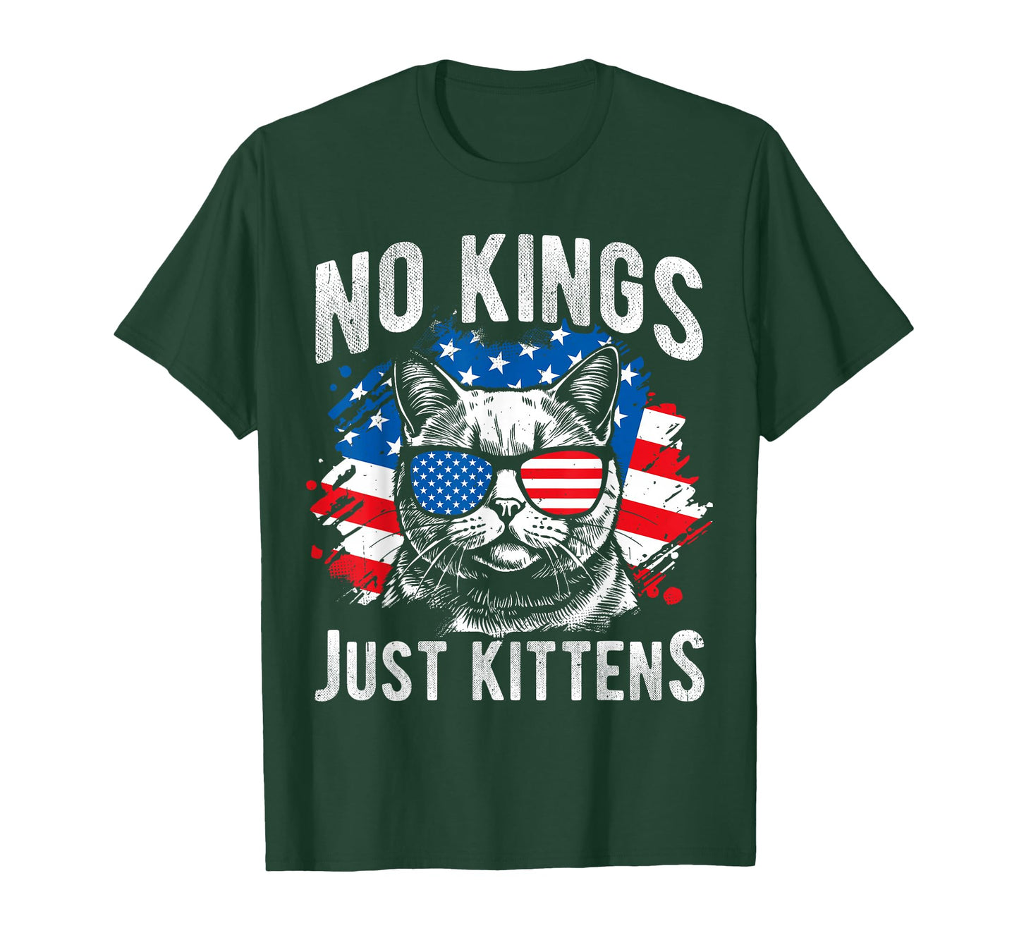 NO Kings JUST Kittens Patriotic Protest Cat T-Shirt
