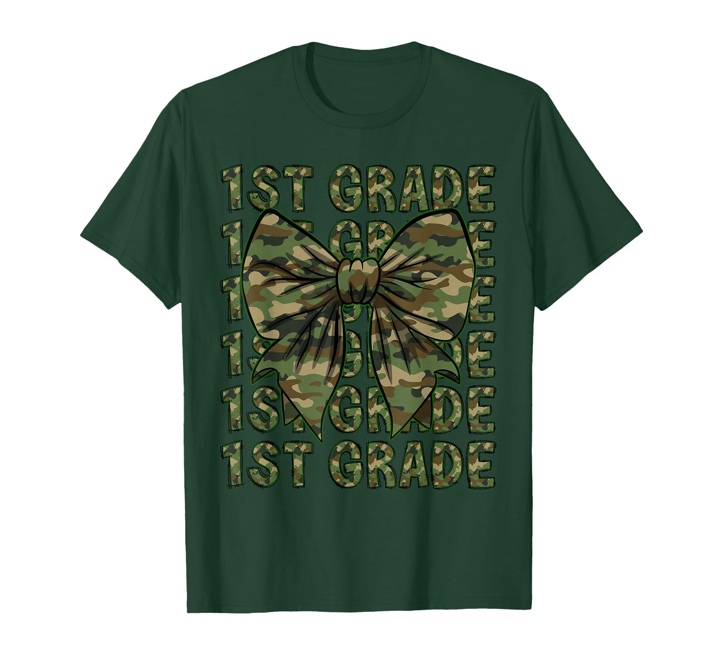 1st Grade Teacher Student Camo Bow Back to School T-Shirt