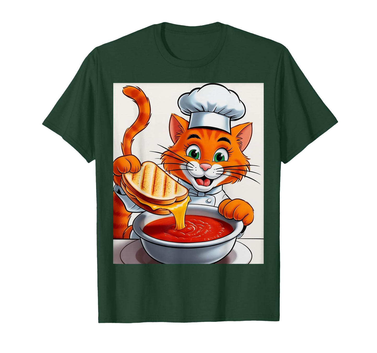 Chef Cat Grilled Cheese Tomato Soup Comfort Food T-Shirt for Men Women Kids