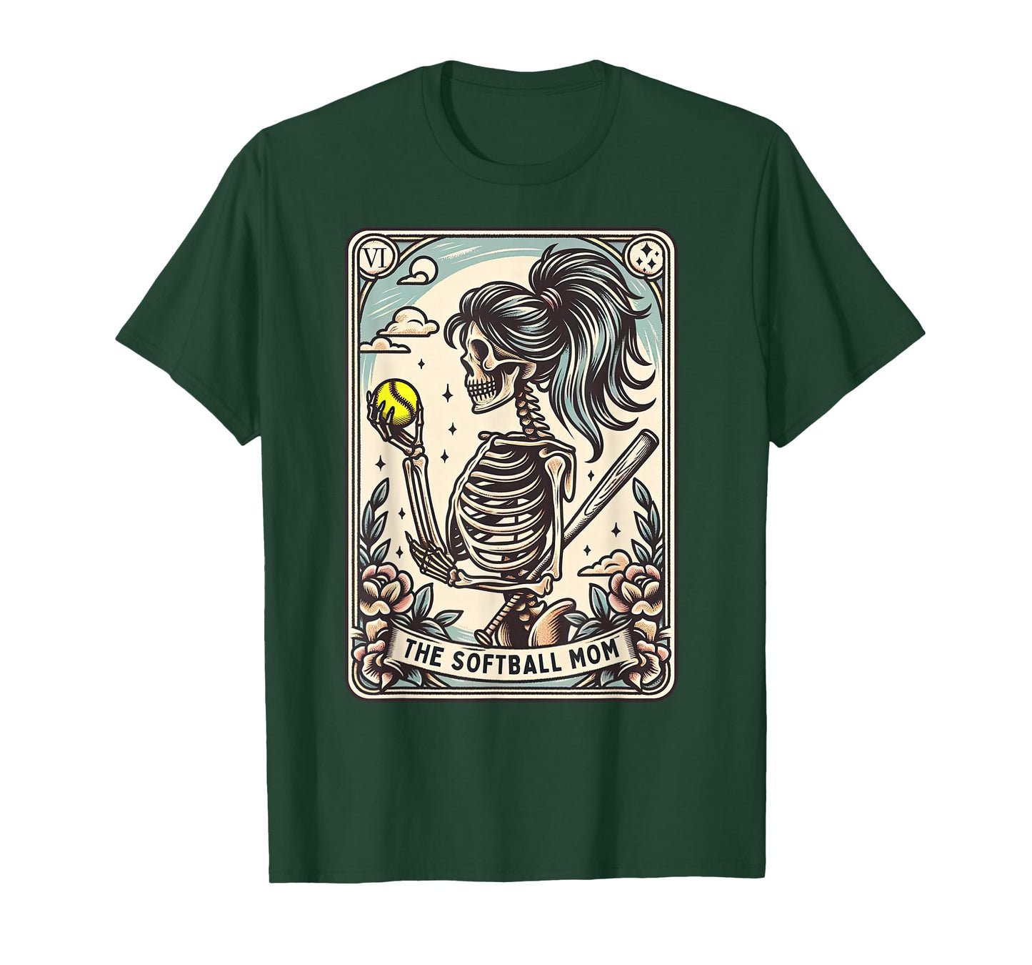 Softball Mom Tarot Card Skeleton Softball Mama Mothers Day T-Shirt