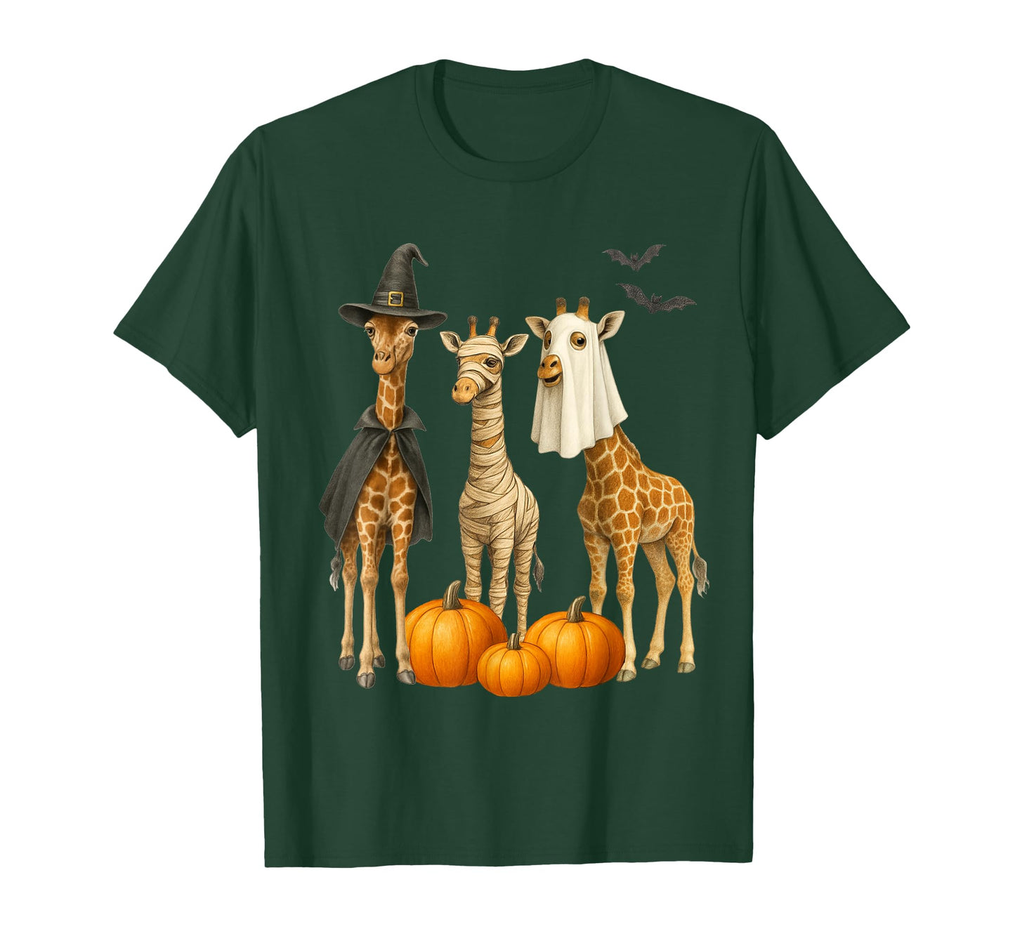 Giraffe Boo Mummy Witch Halloween Costume Giraffe Pumpkin T-Shirt