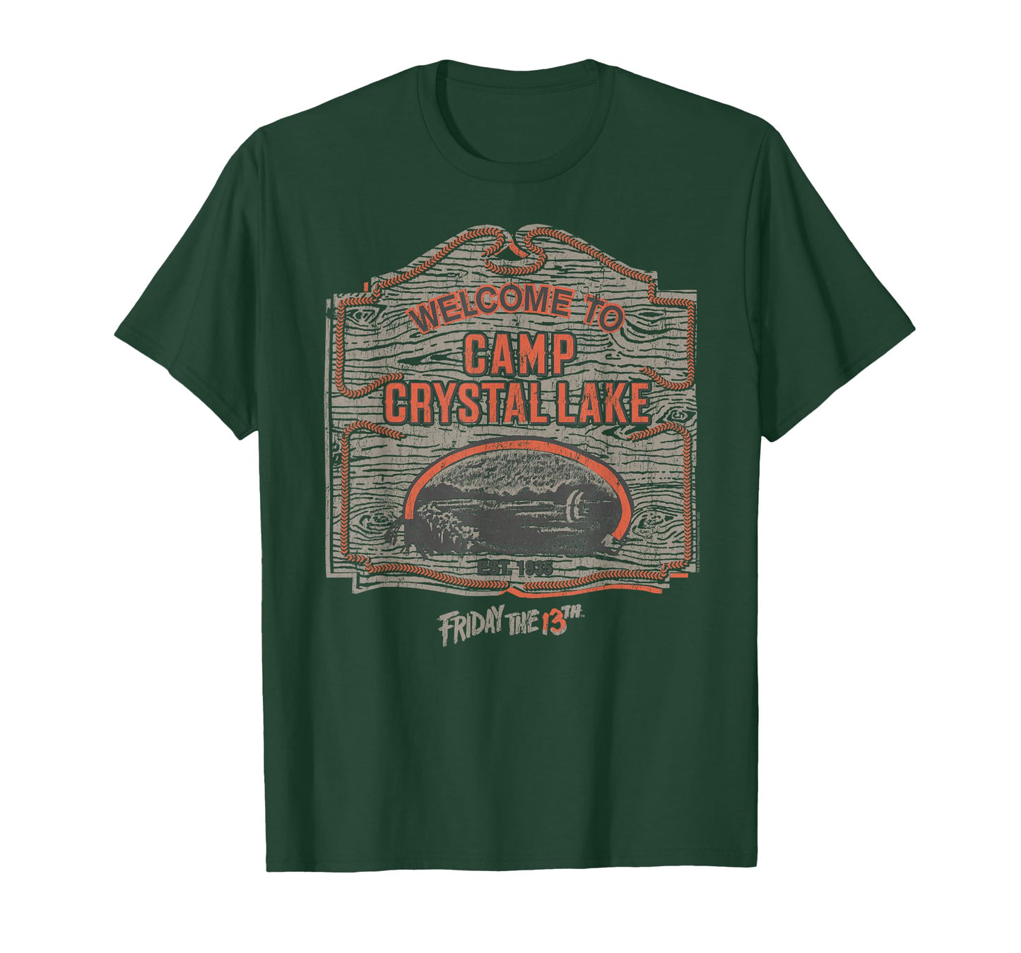 Friday The 13th Camp Crystal Lake Sign Classic Horror Movie T-Shirt