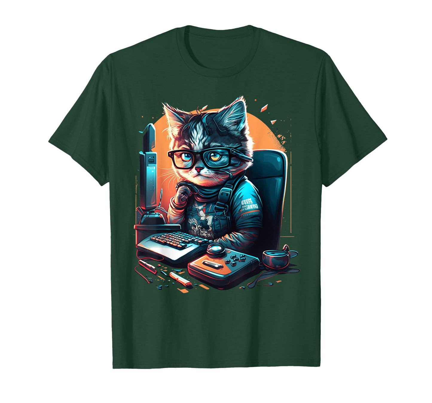Cat Work On Computers with glasses cute cats Computer Nerd T-Shirt