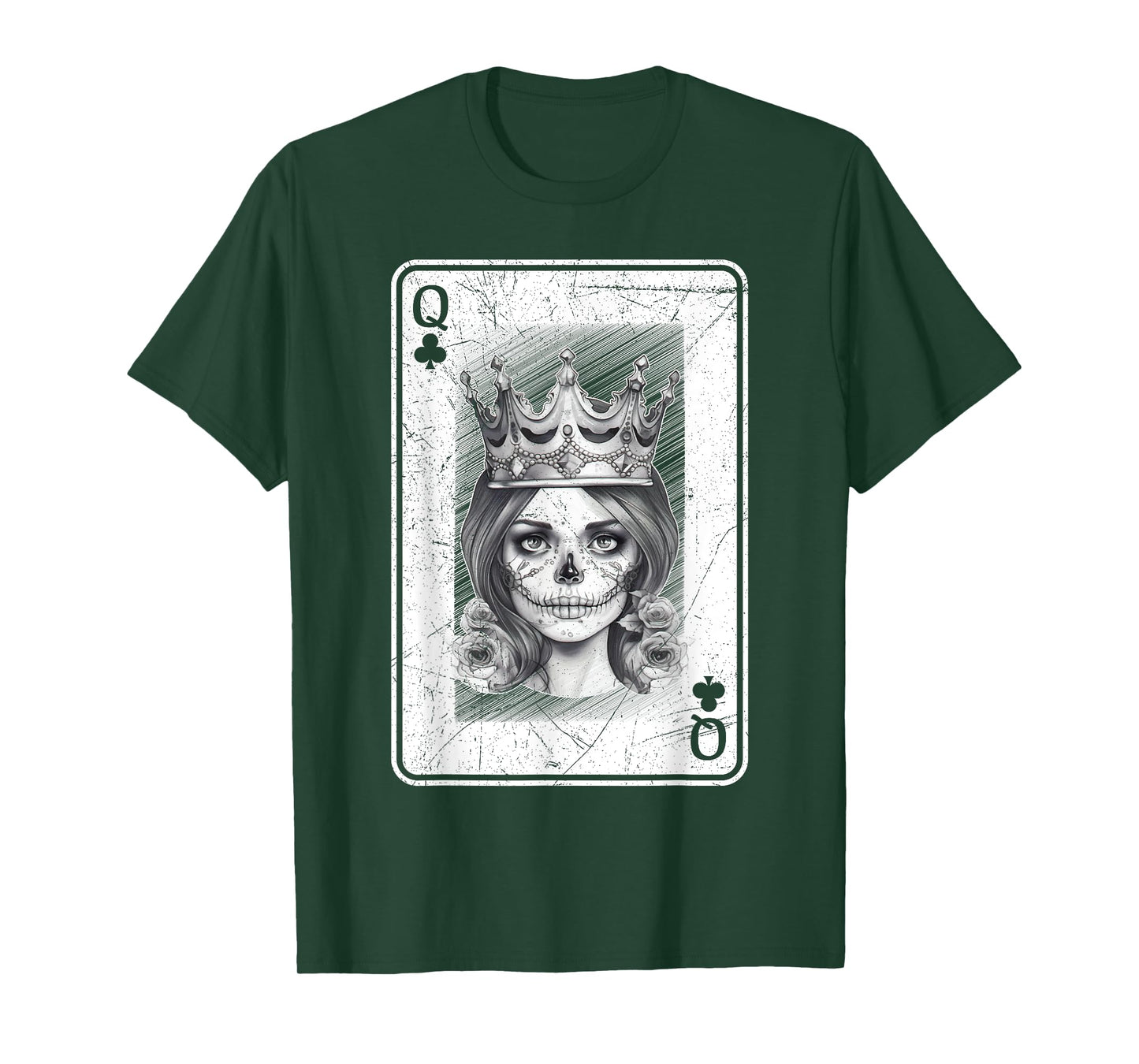 Poker Card Game Creepy Queen of Spades Gothic Halloween Fan T-Shirt