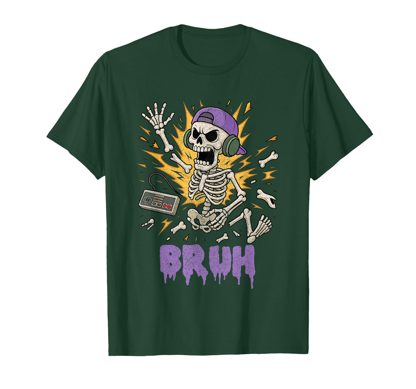 Funny Gamer Skeleton Gamer Teen Boys Video Gaming Bruh T-Shirt