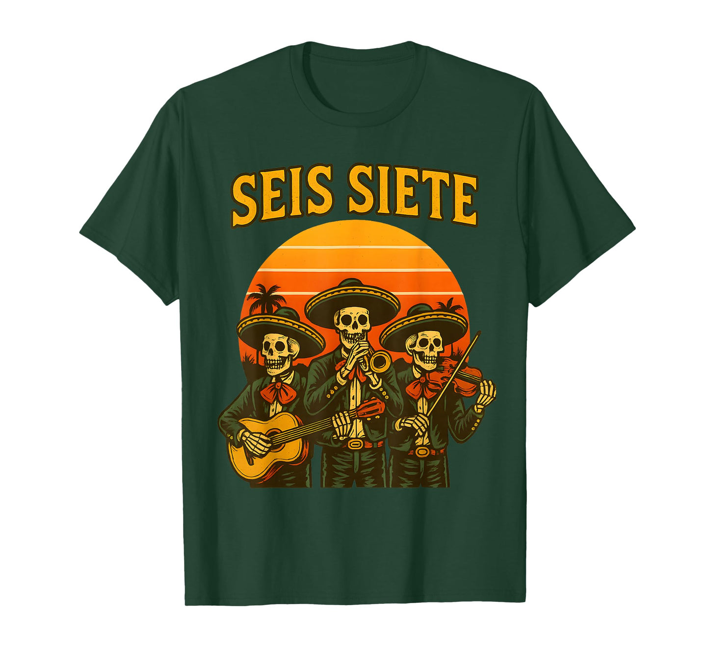 SEIS Siete Funny 67 Meme Mexican Los Muertos Calaveras T-Shirt