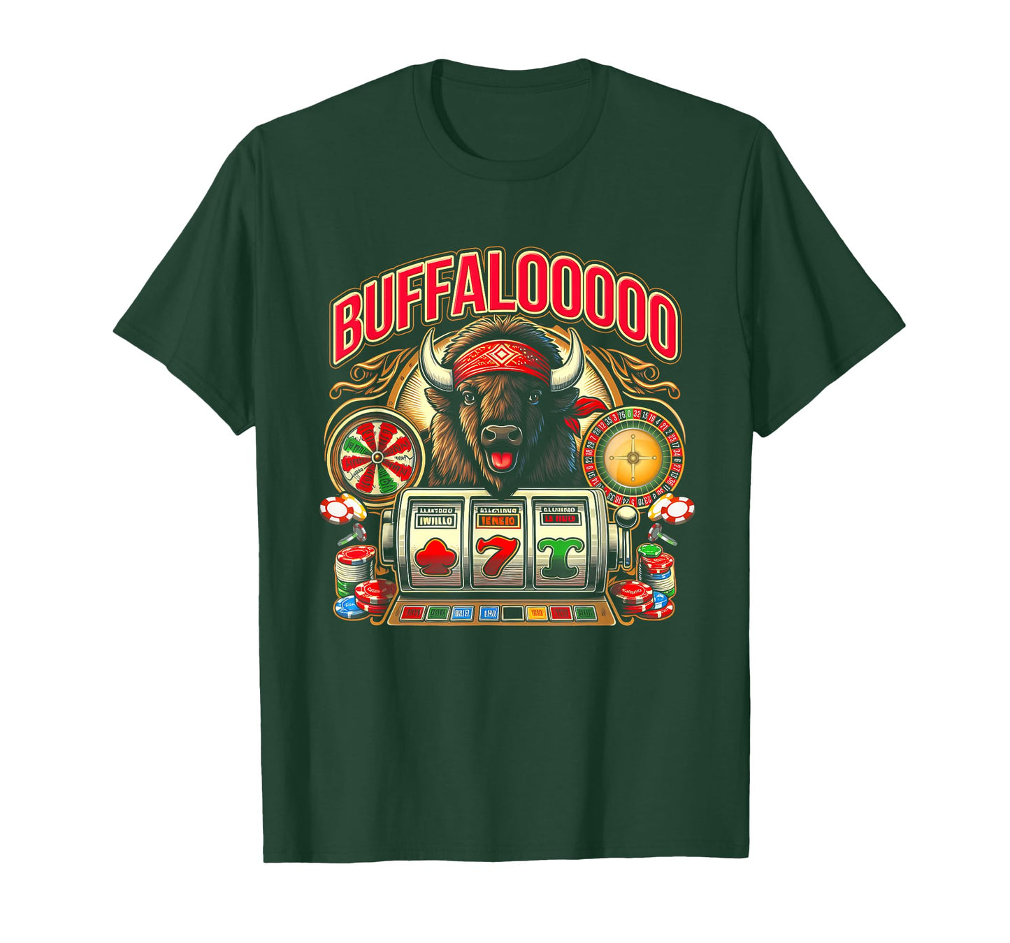 Lucky Buffalo Casino Buffalooooo Slot Machine Gambling Game T-Shirt