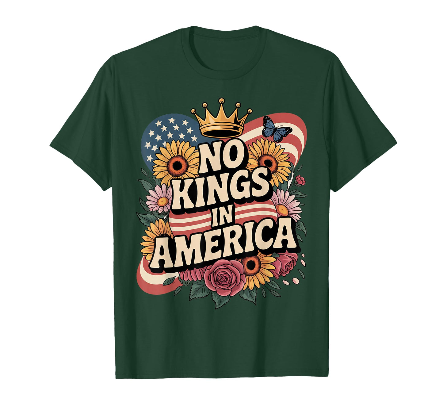 No Kings Protest Sign Patriotic Liberty Art Design T-Shirt