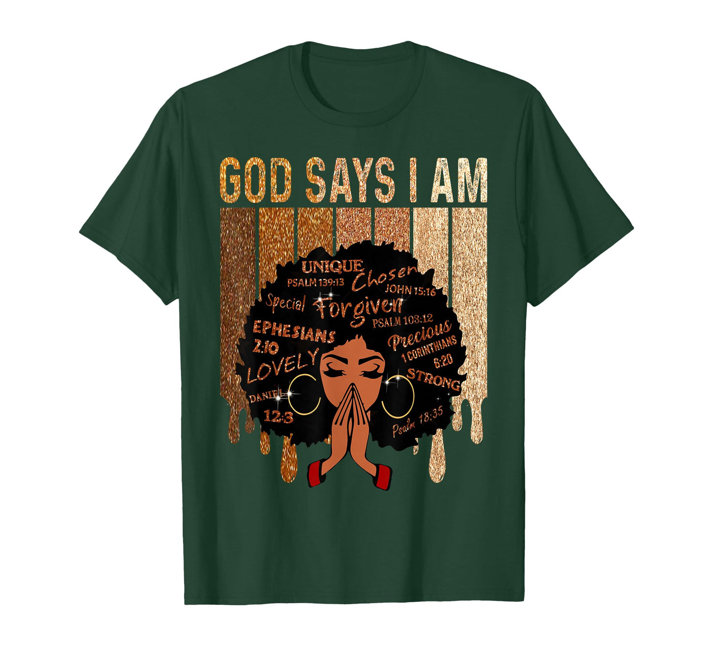 Womens Black Girl Queen God Says I Am Melanin History Month T-Shirt