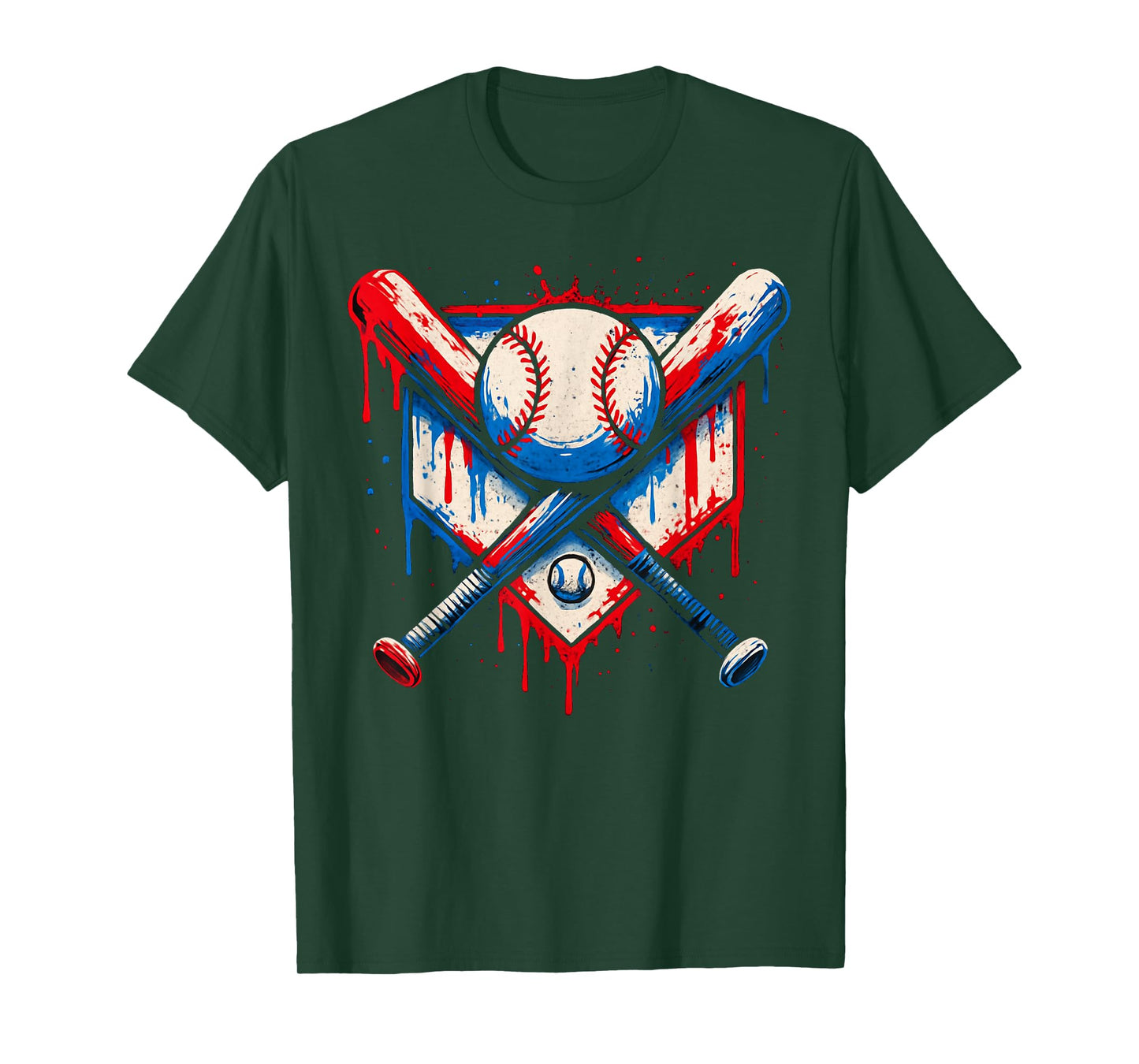 American Baseball Drip for Boys Graffiti Ball and Bat Youth T-Shirt