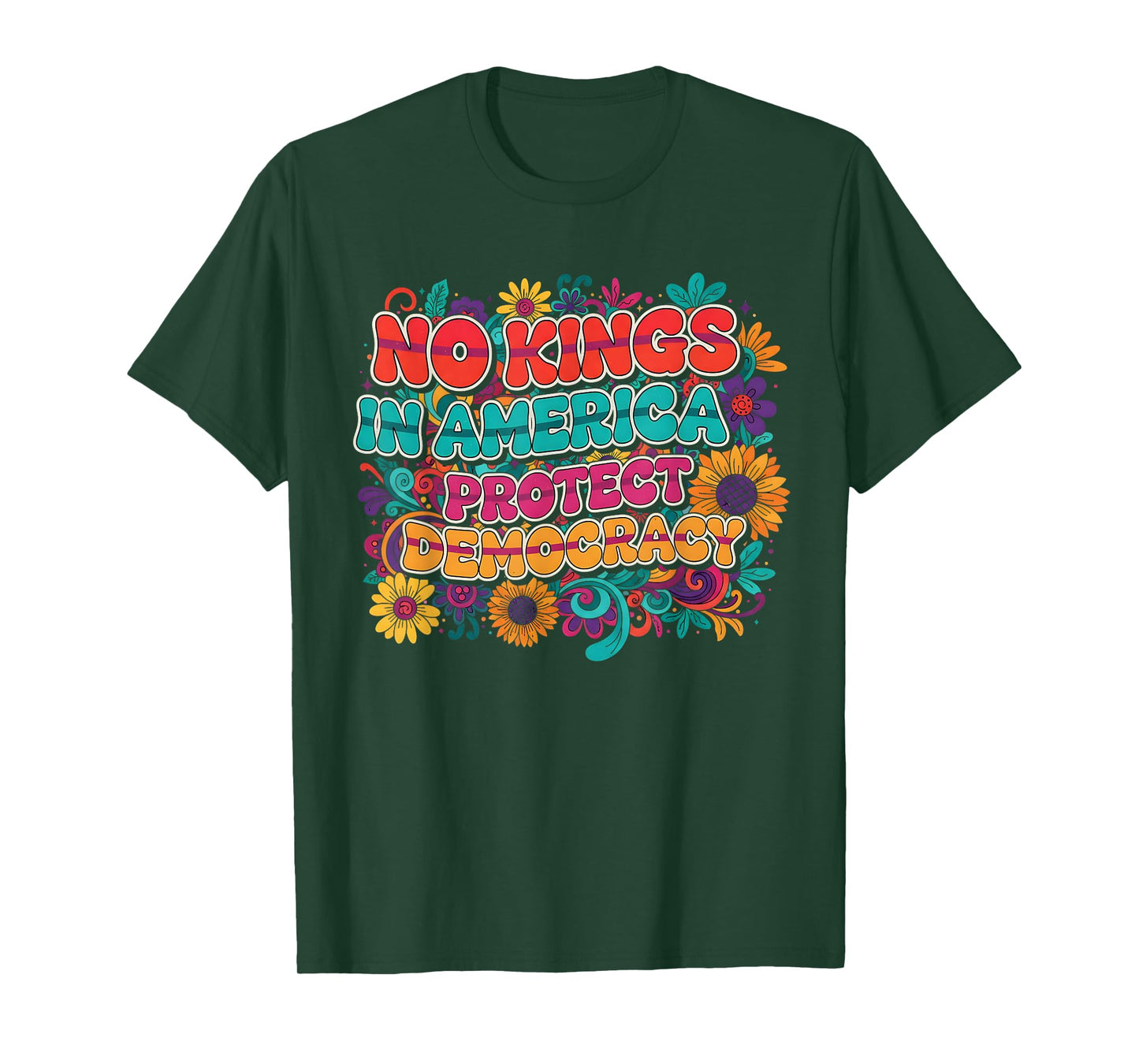 No Kings in America Protect Democracy No Kings Floral Women T-Shirt