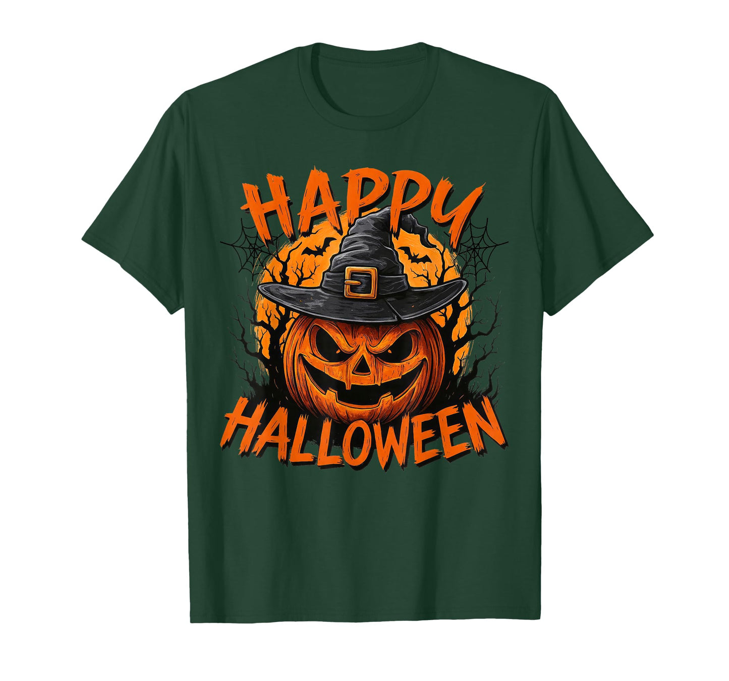 Scary Pumpkin Witch Hat Happy Halloween T-Shirt