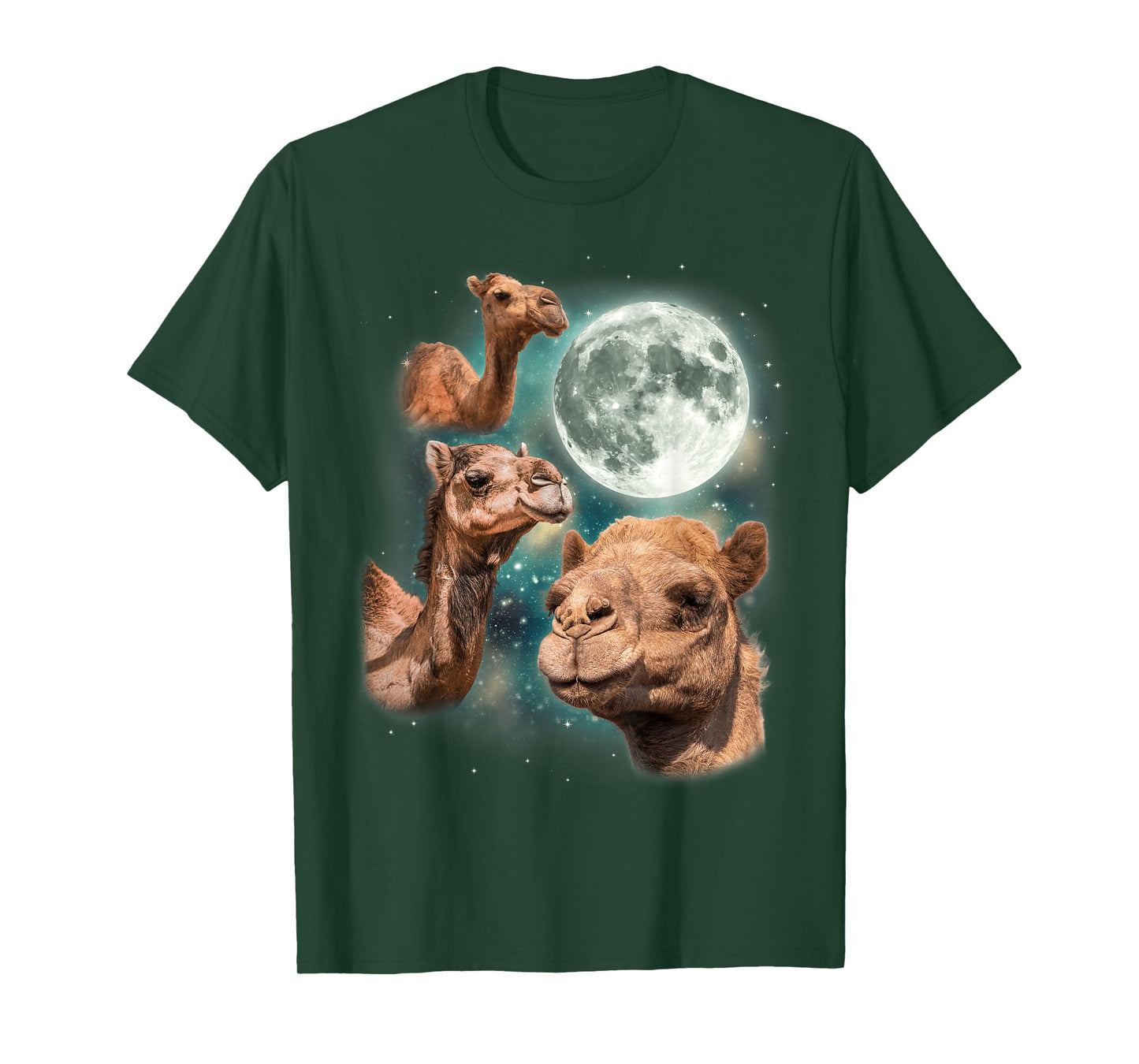 Three Camels Moon | 3 Dromedary Camels Under A Desert Moon T-Shirt