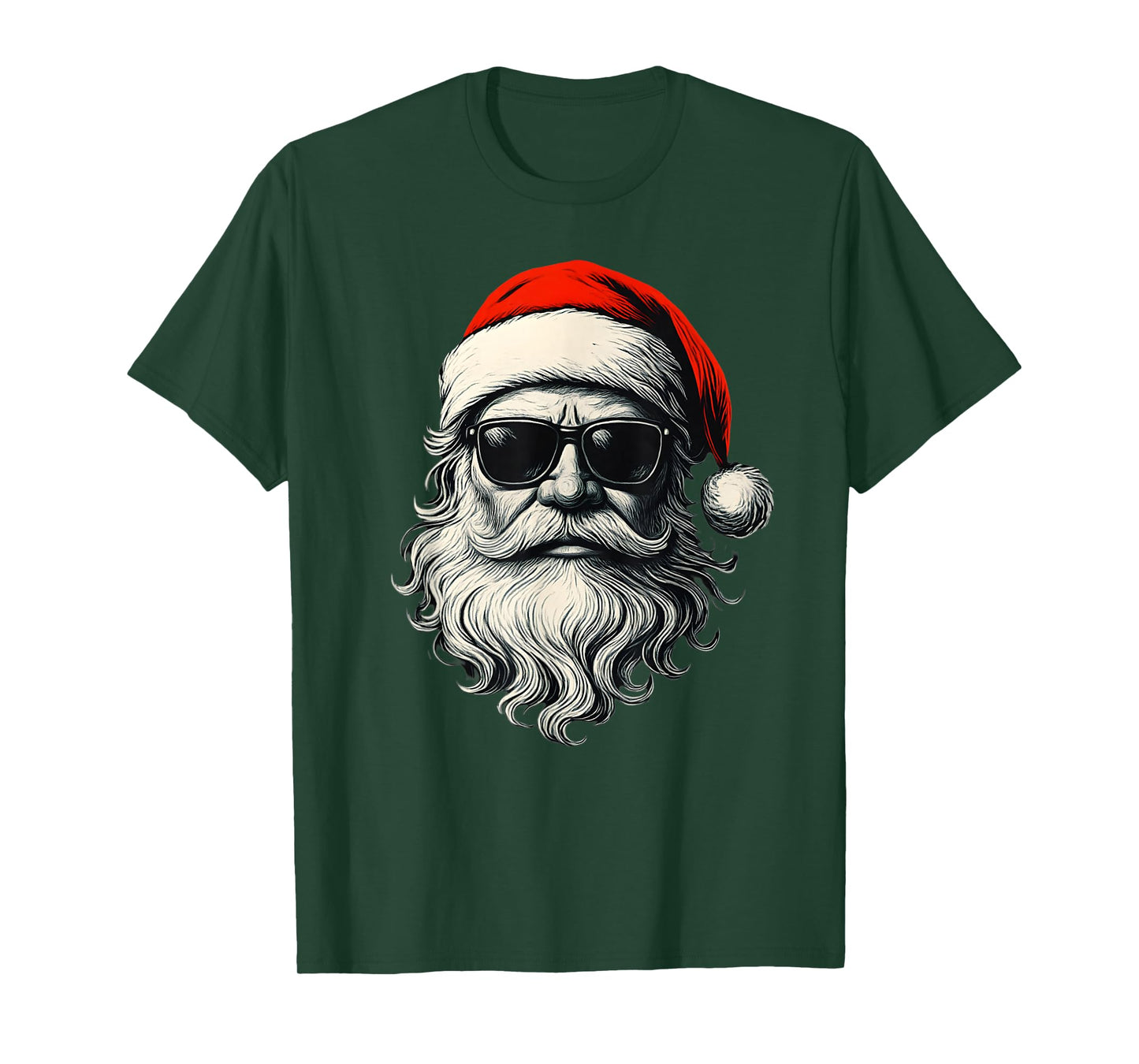 Santa Face Retro Sunglasses Funny Christmas Pajama Mens Boys T-Shirt