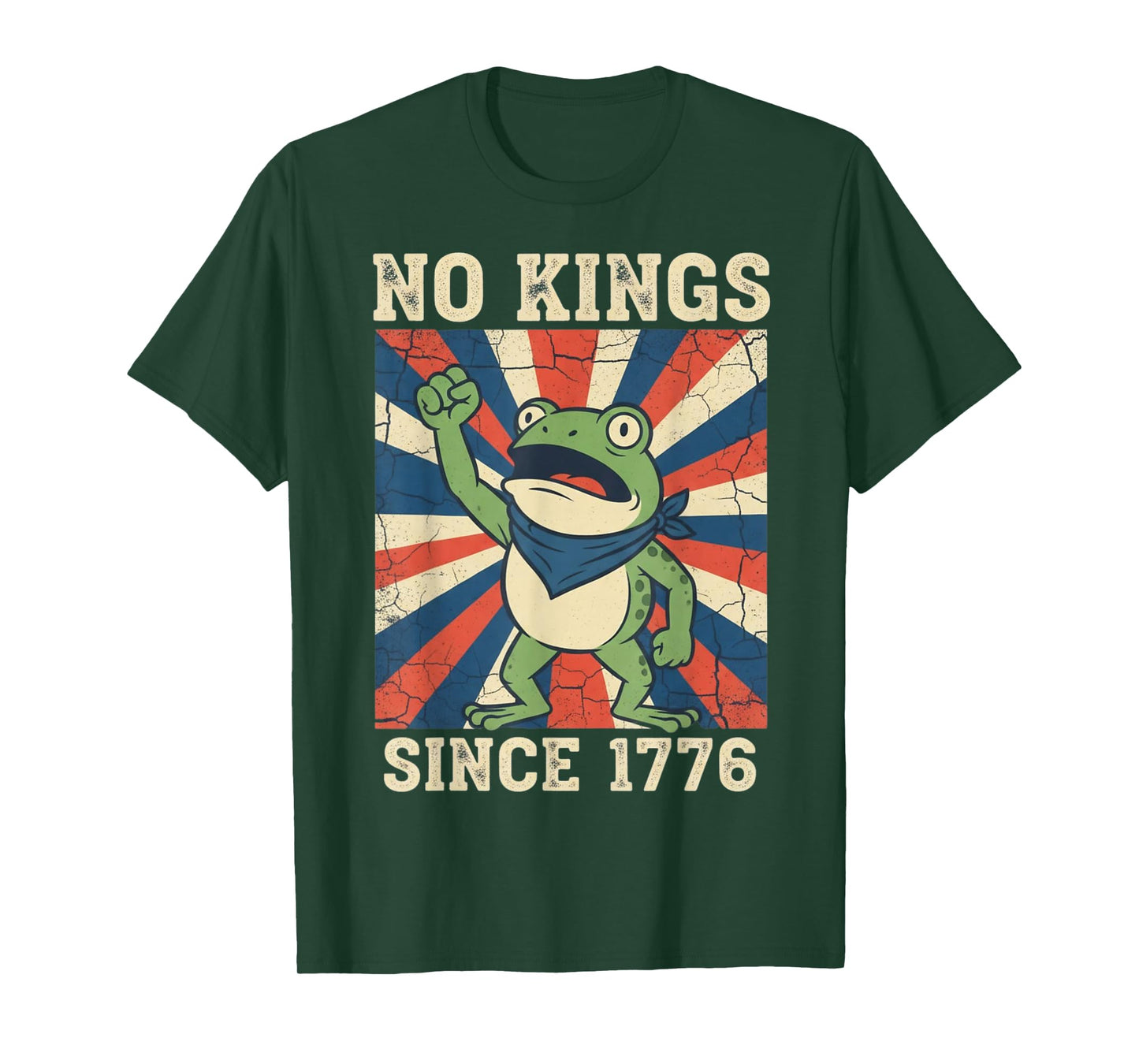 No Kings Since 1776 Funny Frog Protest Retro Patriotic T-Shirt