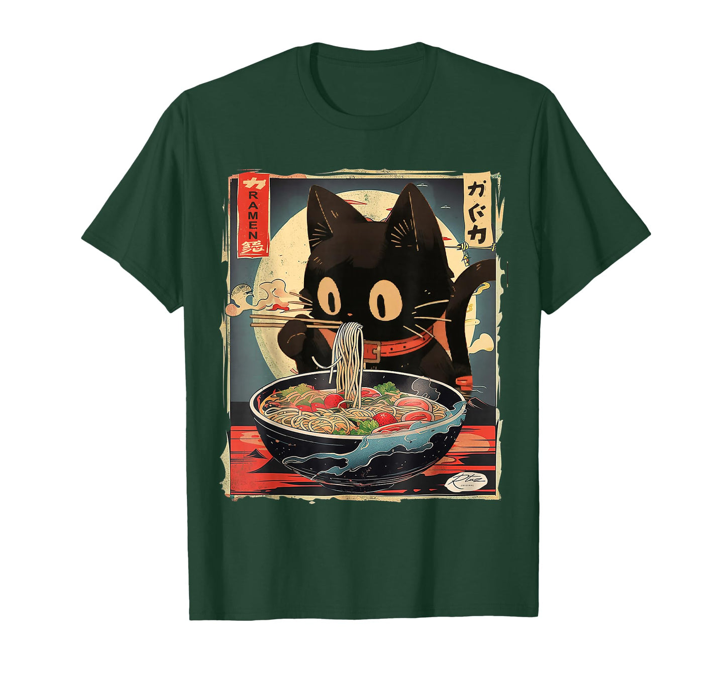 Cat Ramen Manga Anime for Kids Boys Girls Teens Kawaii Cat Eating Ramen Noodles Anime Gift Girls Teens T-Shirt