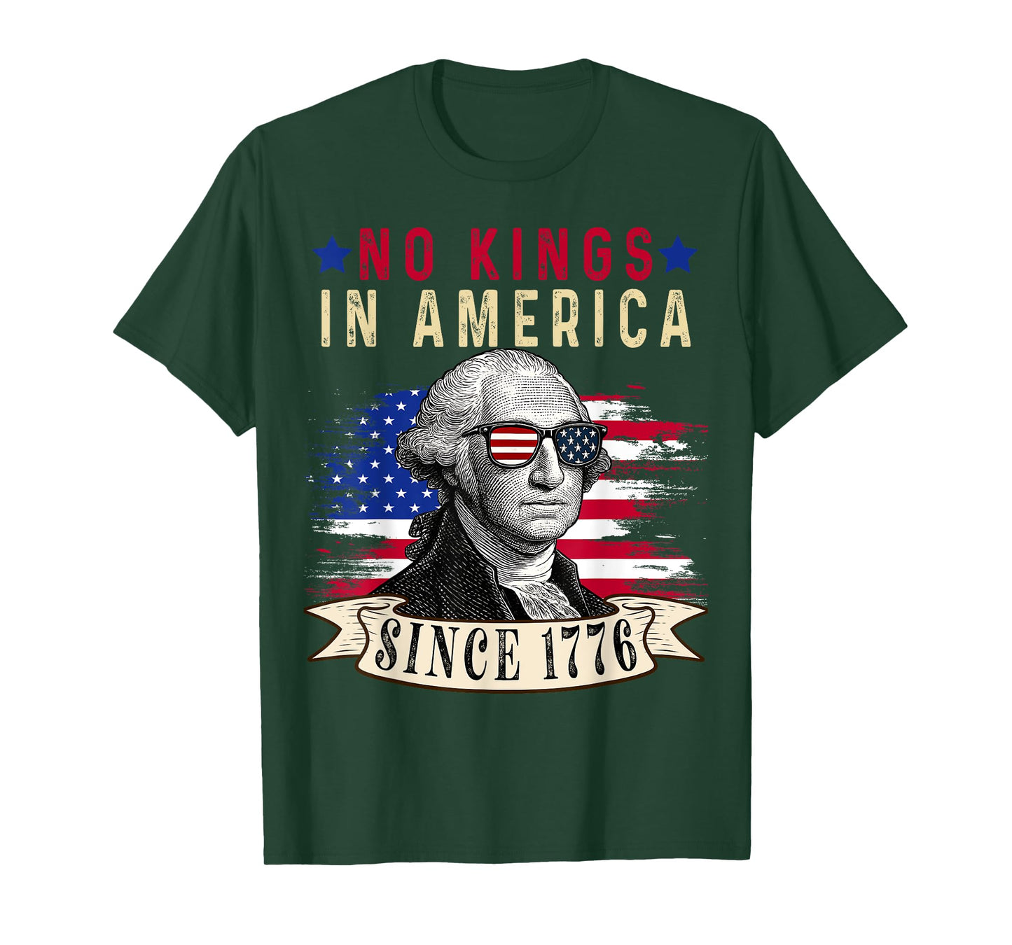 No Kings in America Since 1776 Distressed USA Flag Vintage T-Shirt