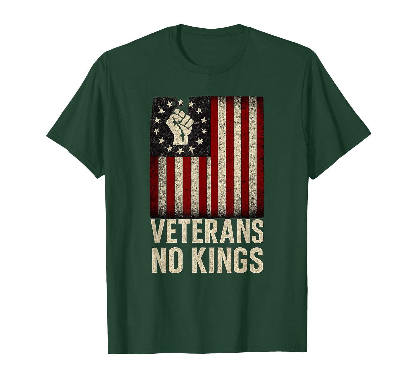 Military Veterans Protest USA Flag No Kings America Protest T-Shirt