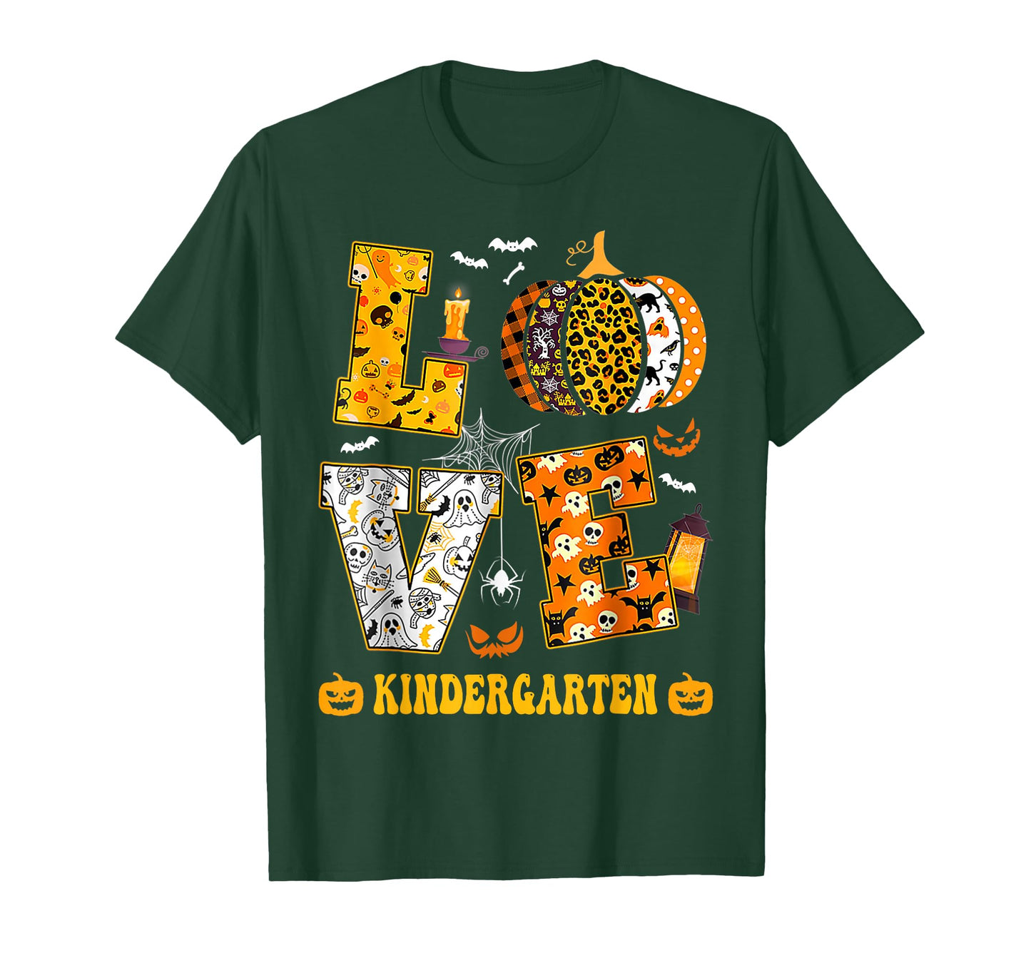 LOVE Kindergarten Pumpkin Teacher Student Halloween Costume T-Shirt