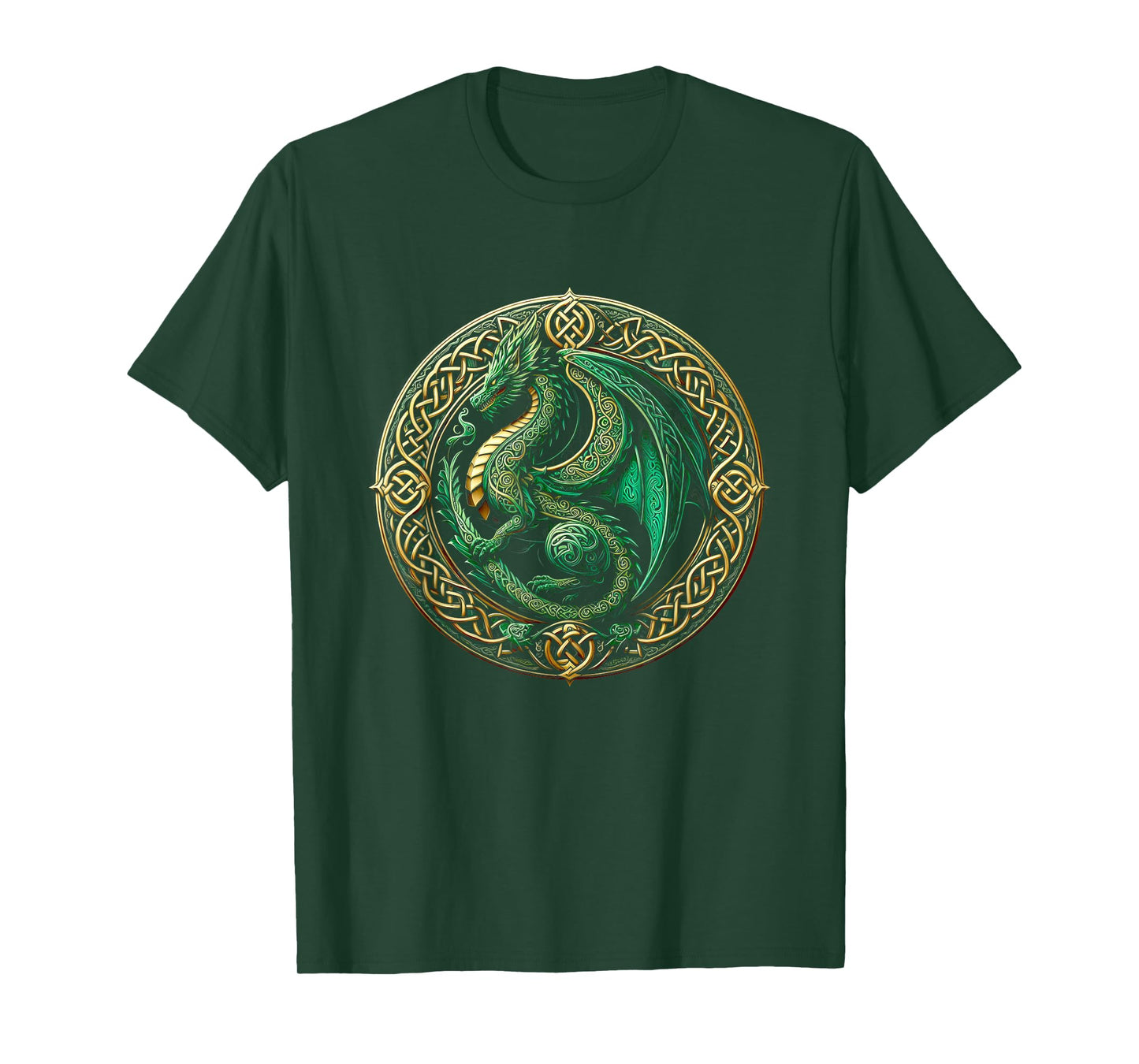 Tribal Irish Green Celtic Knot Fantasy Celtic Dragon Cottage T-Shirt