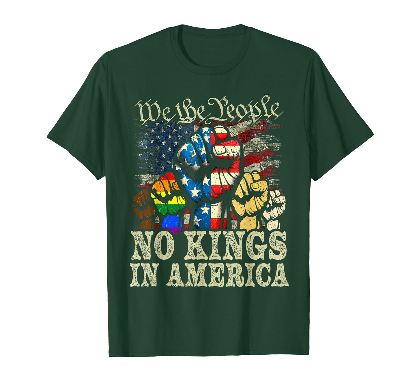 No Kings in America We The People Funny Patriotic Men Women T-Shirt