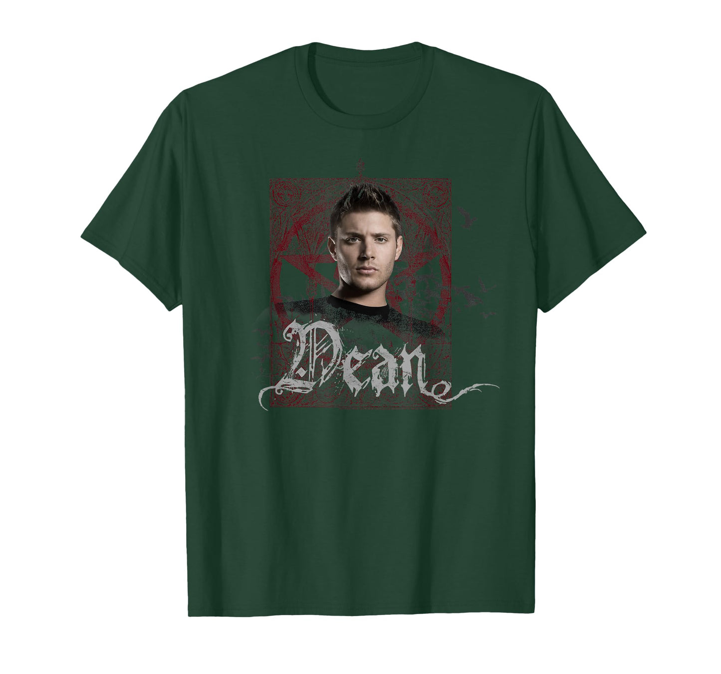Supernatural Dean Winchester Goth Pentagram & Birds TV Show T-Shirt