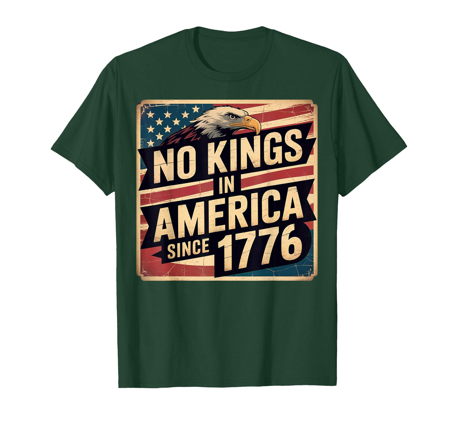 America Flag 4th July Decor No Kings In America Since 1776 T-Shirt