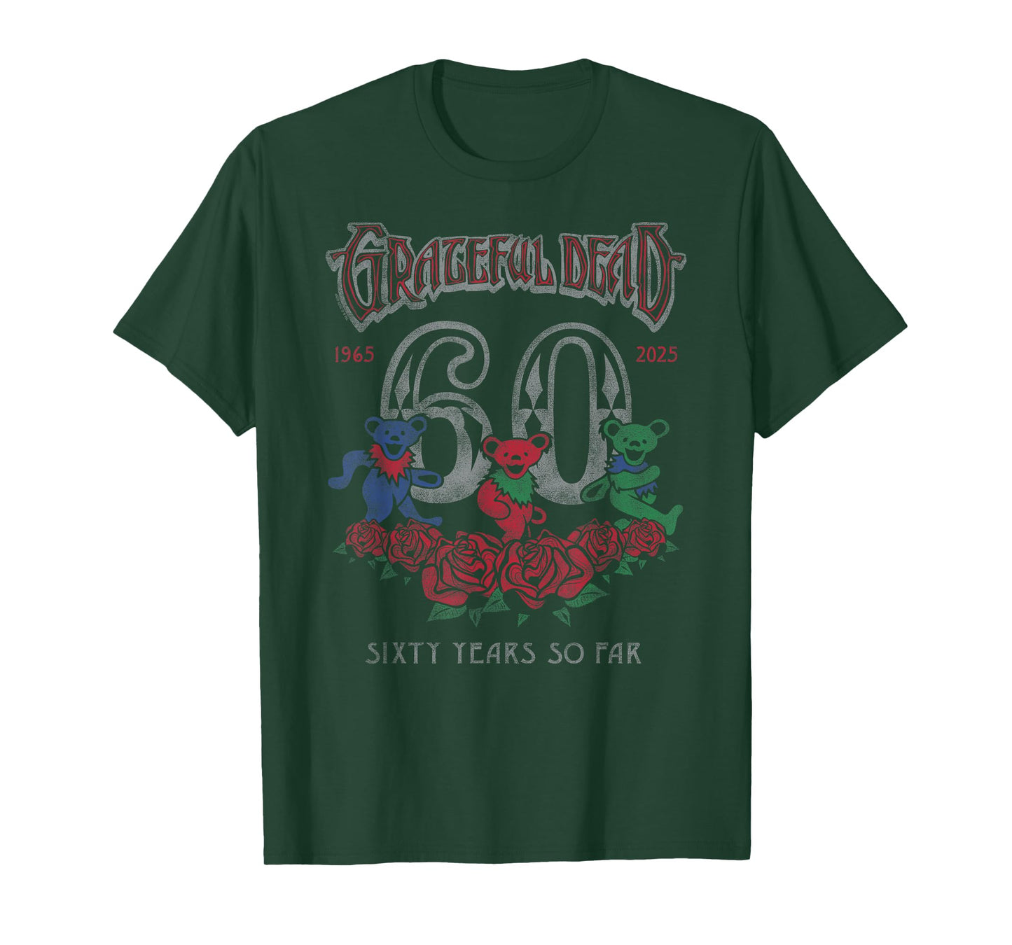 Grateful Dead 60 Years Anniversary Dancing Bears Band T-Shirt