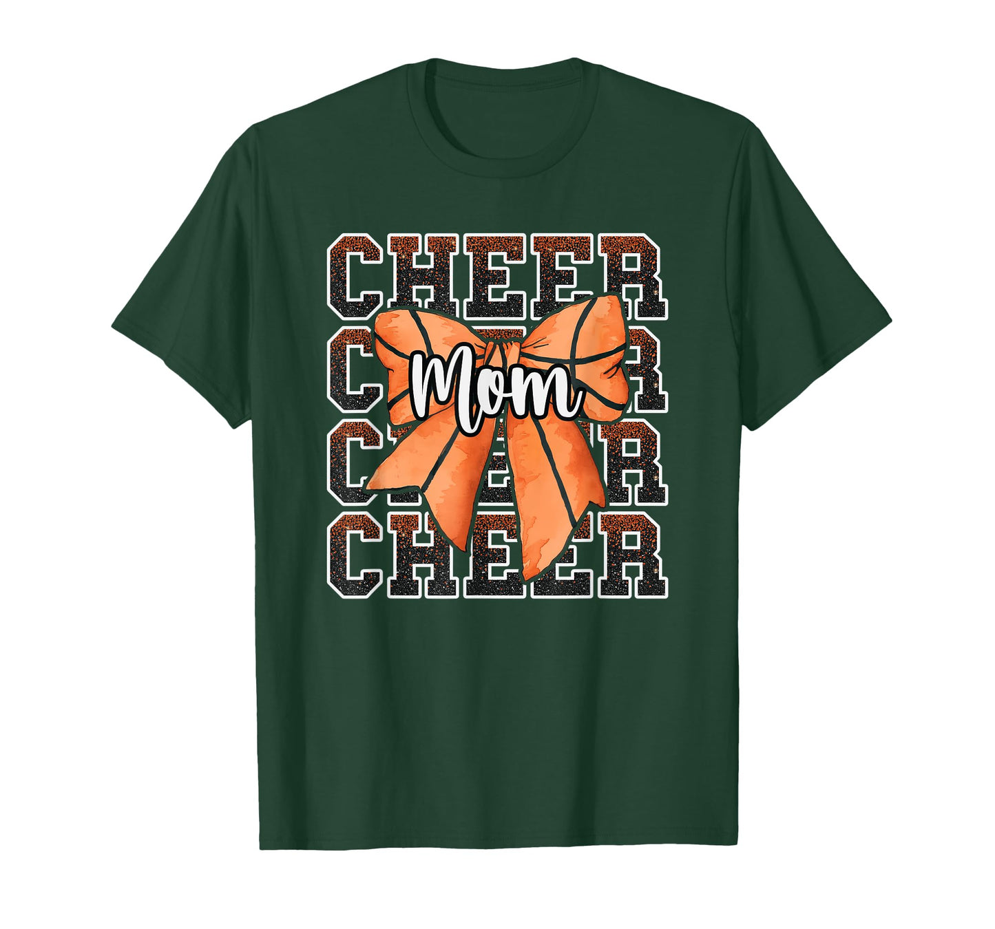 Proud Cheer Mom Mama Coquette Bow Sport Basketball Orange T-Shirt