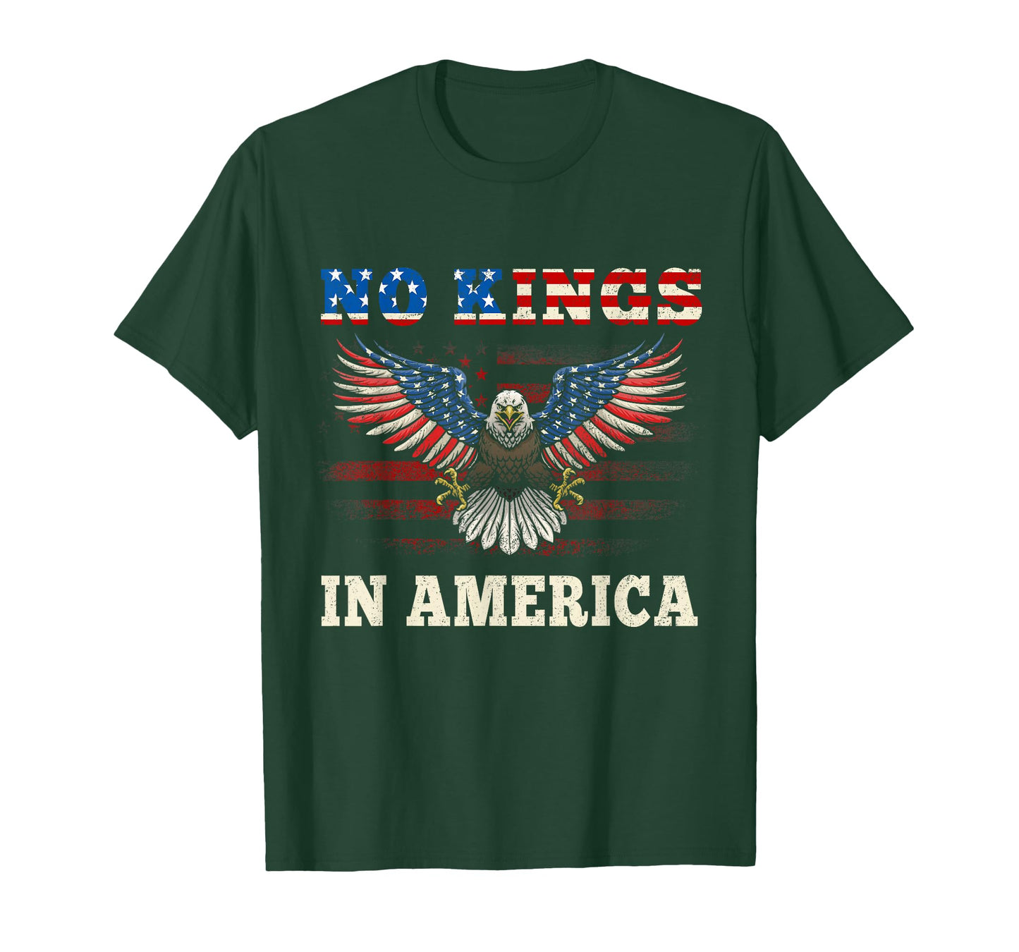 No Kings in America America Flag Vintage No Kings Eagle Flag T-Shirt