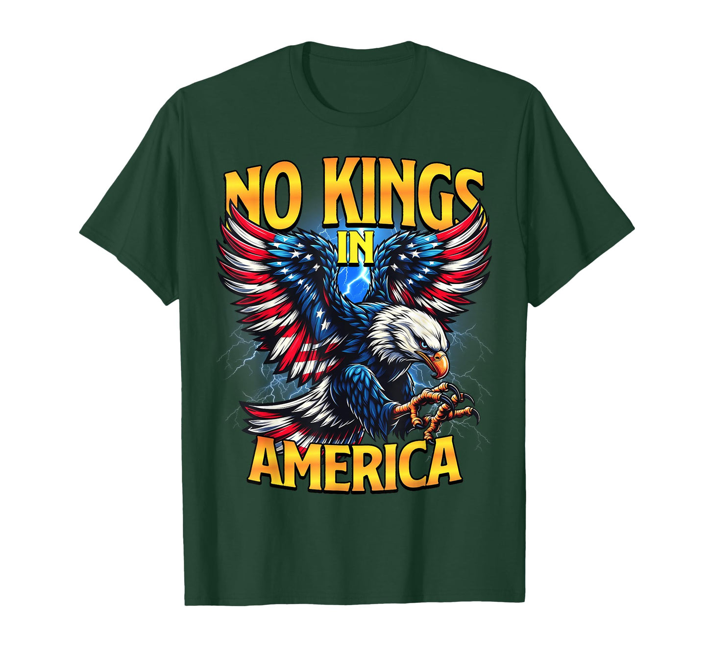 No Kings in America Eagle Patriotic USA Flag Democracy T-Shirt