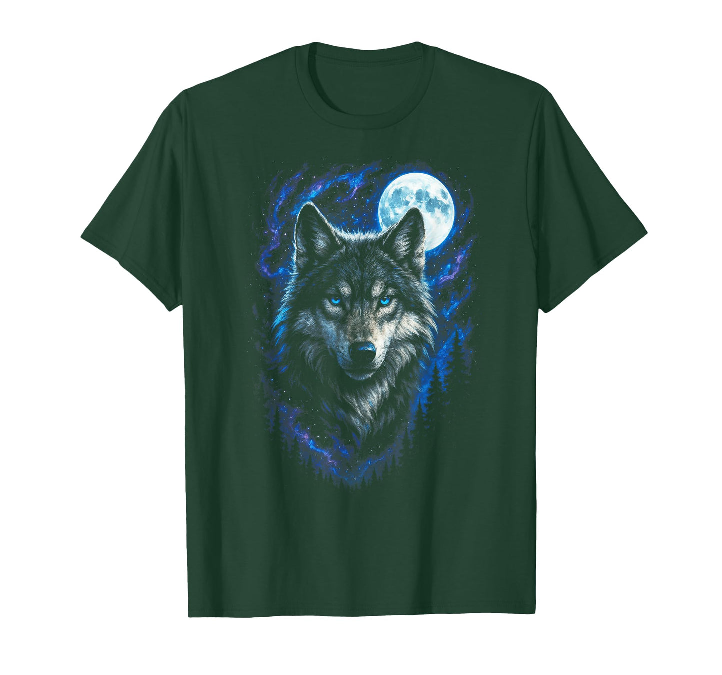 Wolf Nature Fantasy Night Wilderness Art T-Shirt
