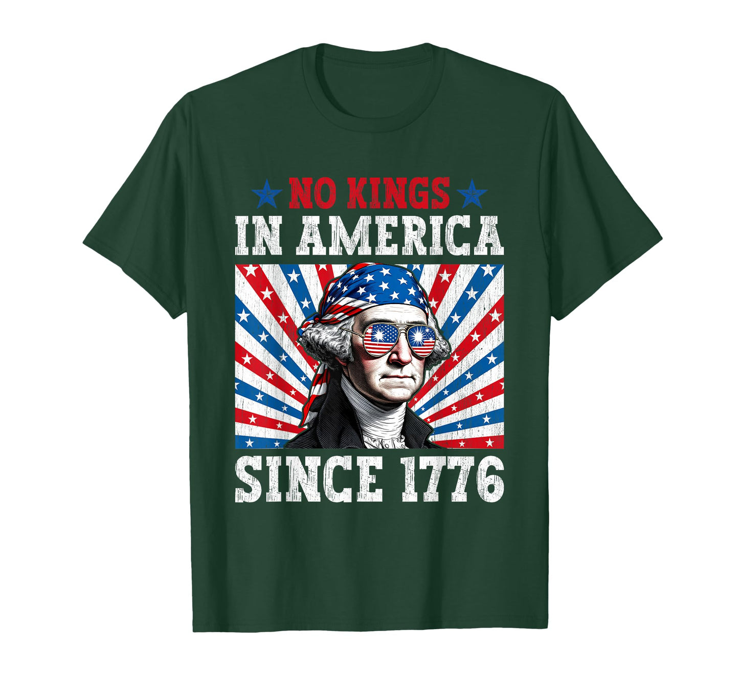No Kings in America Since 1776 Distressed USA Flag Vintage T-Shirt