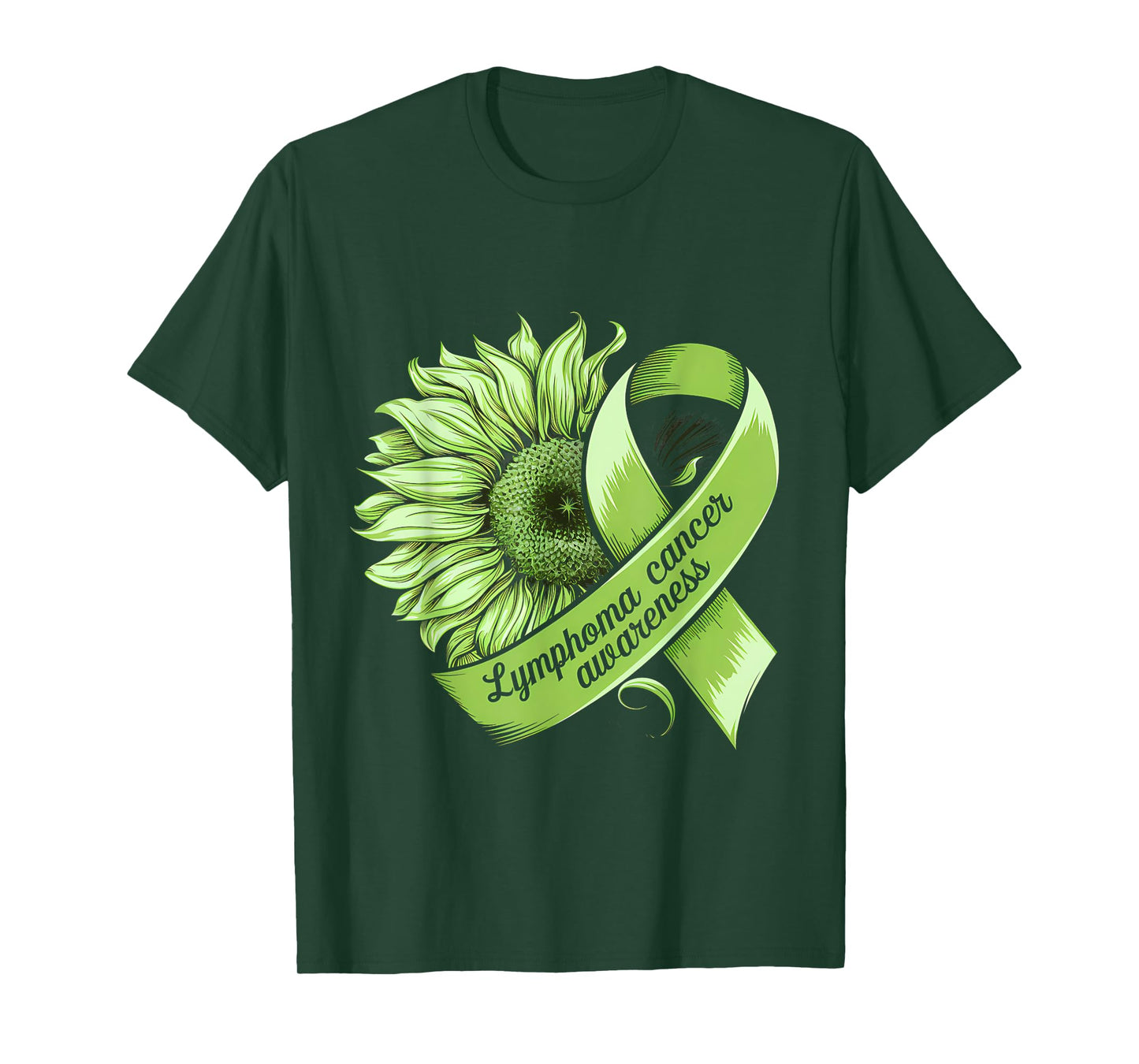 Lymphoma Cancer Awareness Month Sunflower Green Ribbon T-Shirt