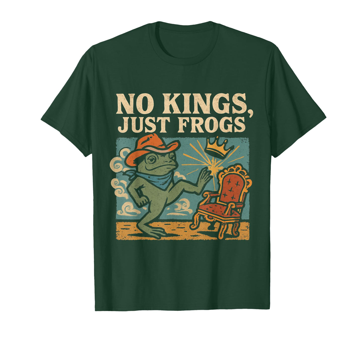 No Kings Frog Portland Frog Protest Vintage for Men Women T-Shirt